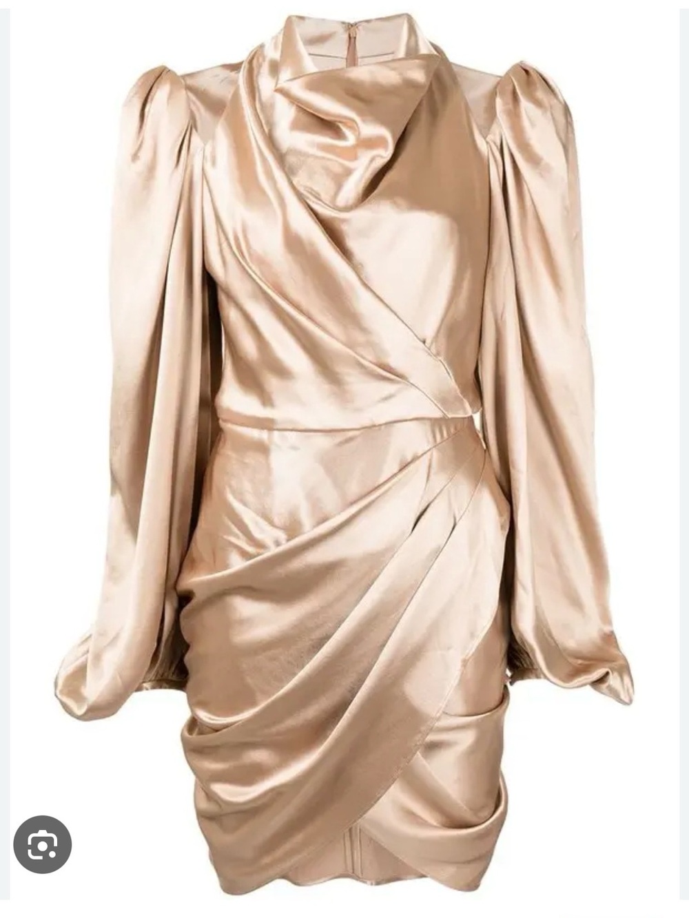 Acler gold satin Jefferson dress sz 10 worn once, cutout shoulders long sleeve